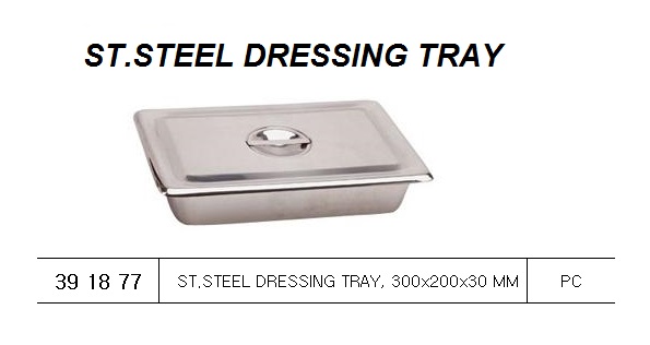 TRAY DRESSING STAINLESS STEEL, 300 X 200 X 30 MM