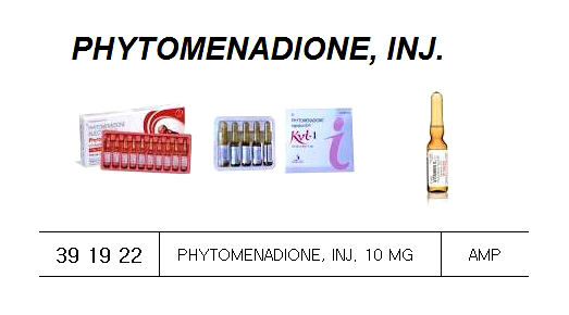 PHYTOMENADIONE INJECTION FLUID, 10 MG/ML 1 ML AMPOULE