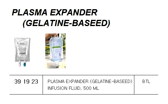 PLASMA EXPANDER (GELATINE-, BASED) INFUSION FLUID 500 ML
