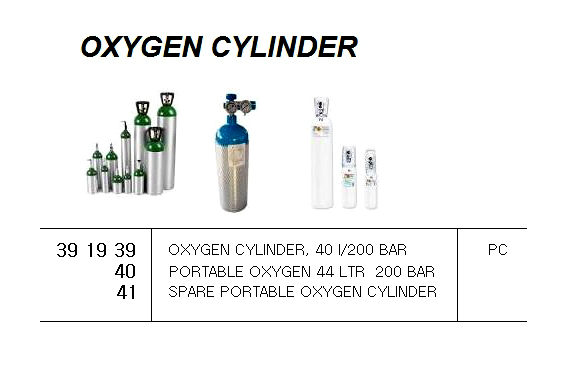 OXYGEN CYLINDER 40 LTR/200 BAR