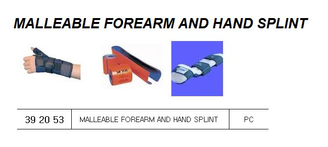 MALLEABLE FOREARM & HAND, SPLINT FOR U.K. SHIPS