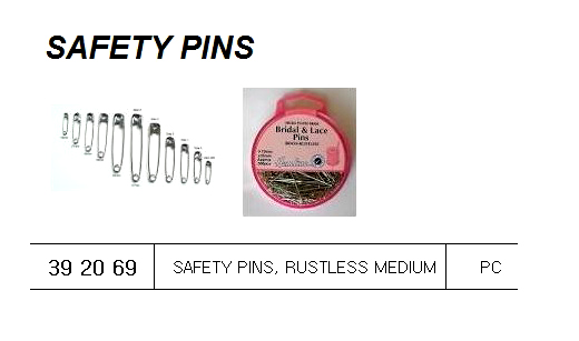 SAFETY PIN RUSTLESS MEDIUM, FOR U.K. SHIPS