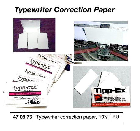 TYPEWRITER CORRECTION PAPER, 10`S