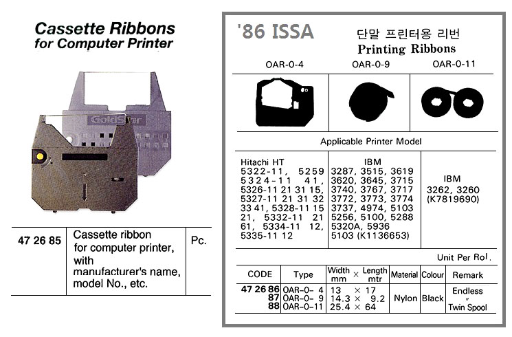 CASSETTE RIBBON FOR COMPUTER, PRINTER