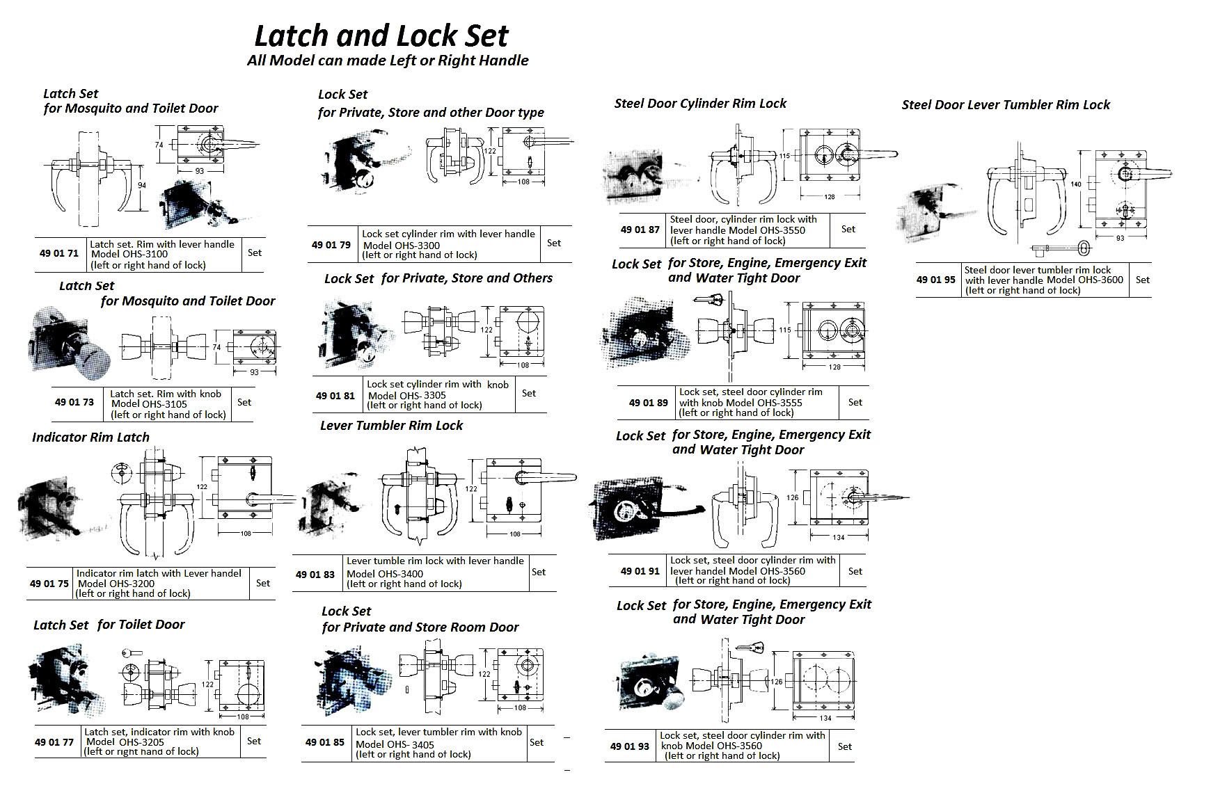 INDICATOR RIM LATCH, WITH LEVER HANDLE OHS#3200