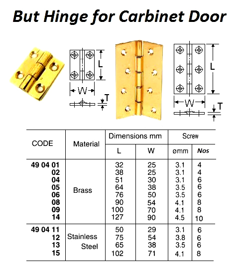 BUTT HINGE FOR CABIN DOOR, BRASS L100XW70MM