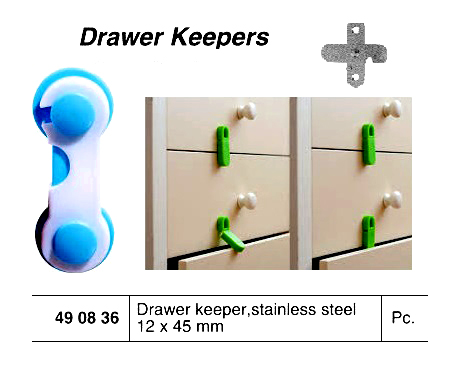DRAWER KEEPER STAINLESS STEEL, 12X45MM