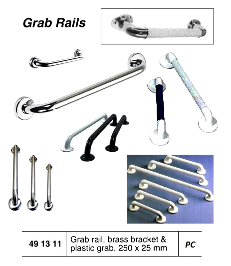 GRAB RAIL BRASS BRACKET &, PLASTIC GRAB 250X25MM