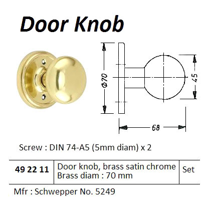 KNOB DOOR BASE DIA 70MM, SCHWEPPER 5249