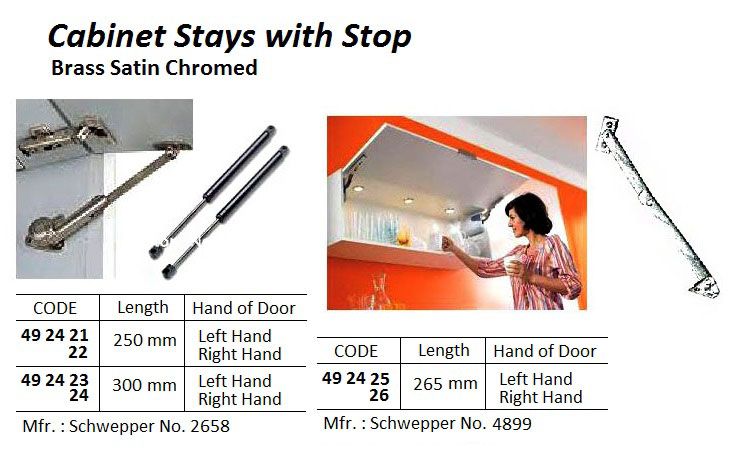 CABINET STAY W/STOP O.L. 250MM, LEFT SCHWEPPER 2658