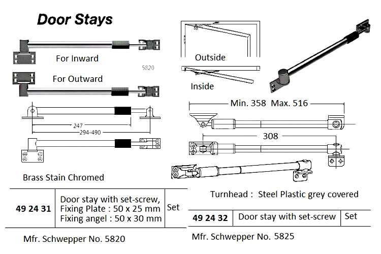 DOOR STAY WITH SET-SCREW, BRASS #5820