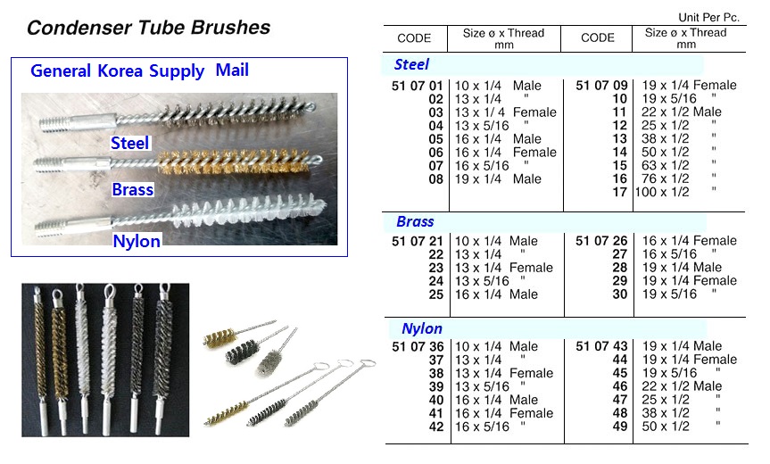 BRUSH TUBE BRASS CONDENSER, 10MM X 1/4" MALE THREAD