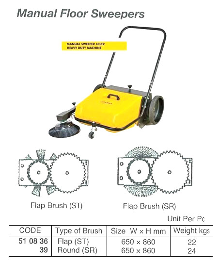 FLOOR SWEEPER MANUAL, ROUND BRUSH 1650H2/HOUR