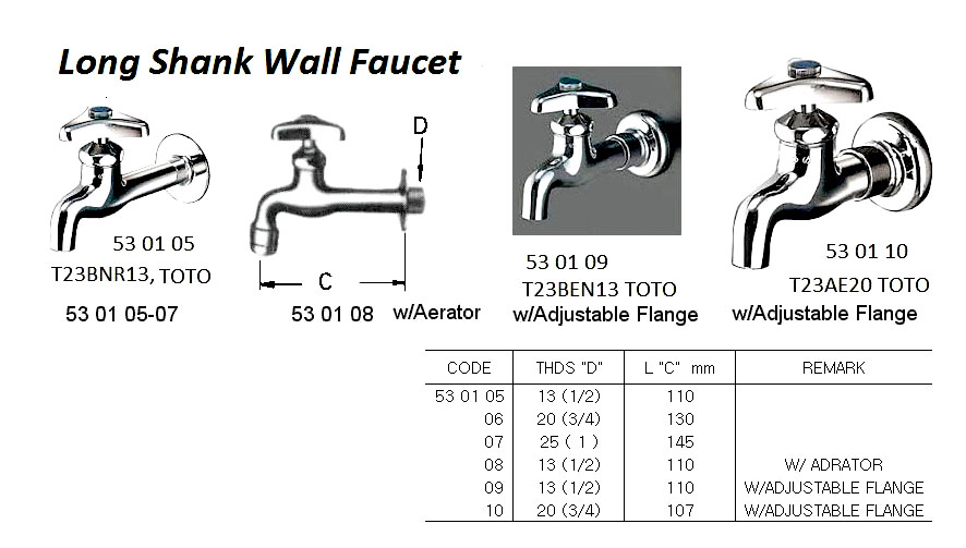 FAUCET WALL LONG SHANK 13(1/2)