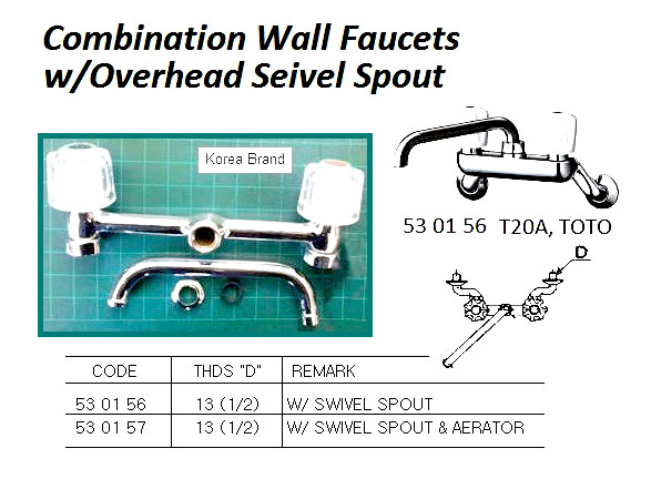 FAUCET WALL COMBINATION WITH, OVERHEAD SWIVEL SPOUT 13(1/2)
