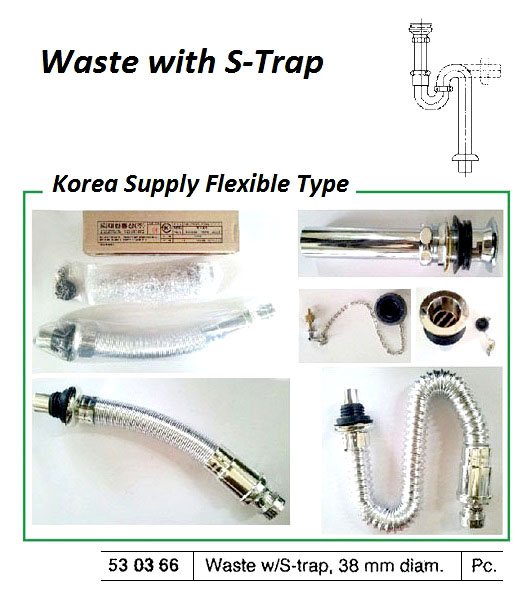 WASTE WITH S-TRAP 38MM DIAM