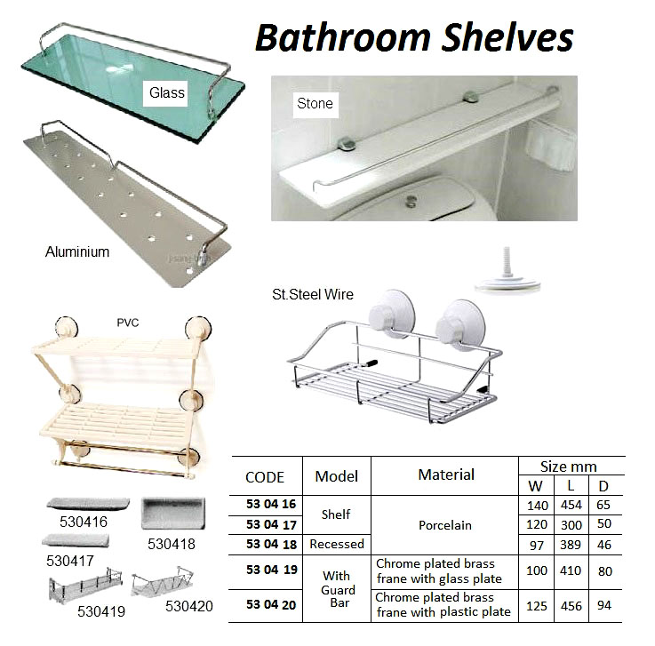 SHELF BATHROOM PORCELAIN, W120XL300XD50MM