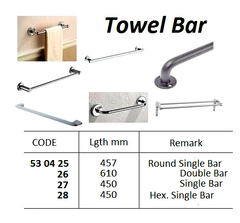 TOWEL BAR HEXAGON SINGLE 450MM