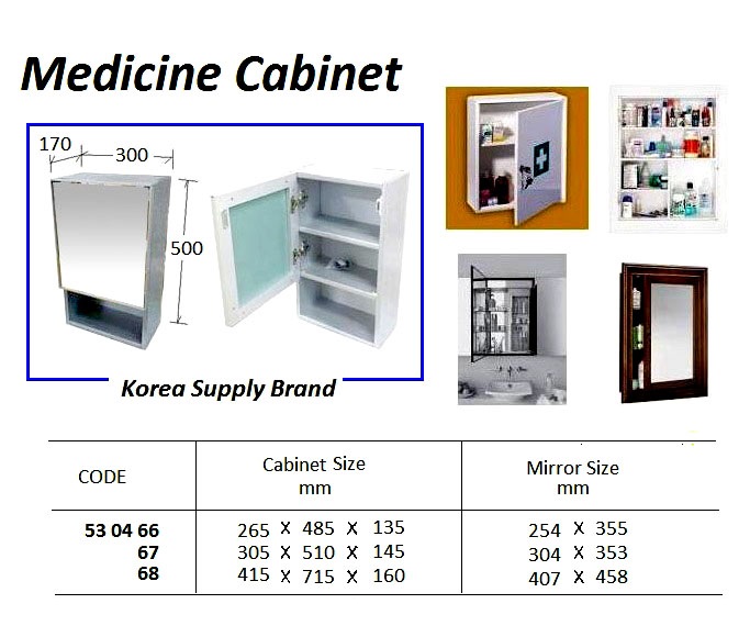 MEDICINE CABINET, SIZE W265XH485XD135MM