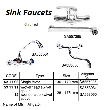 FAUCET SINK CHROMED WATERLINE, SINGLE LEVER 130-170MM SA557295