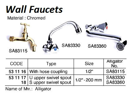 FAUCET WALL SWIVEL SPOUT, S UNDER 1/2"-200MM SA83360