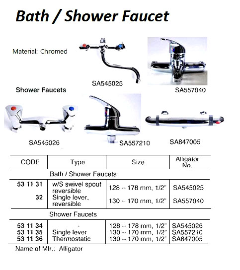 FAUCET BATH/SHOWER SA545025, W/S SWIVEL SPOUT 128-178MM 1/2
