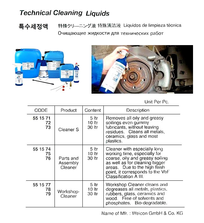 CLEANER & DEGREASER ALLPURPOSE, WEICON WORKSHOP-CLEANER 10LTR