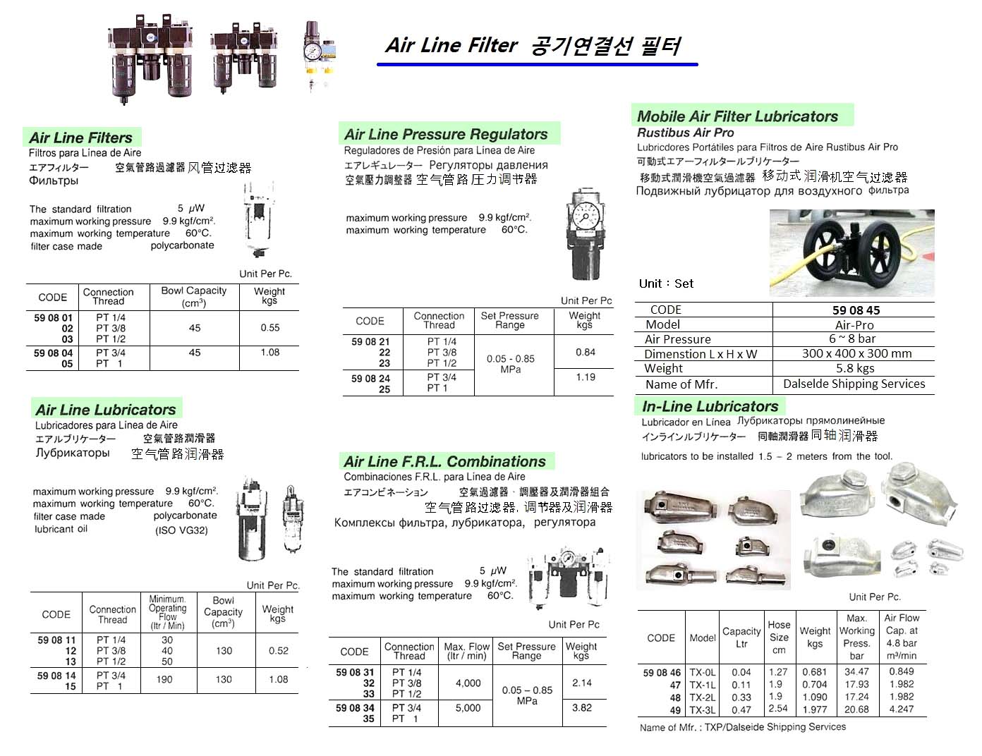 AIR FILTER LUBRICATOR MOBILE, RUSTIBUS AIR-PRO 6-8BAR