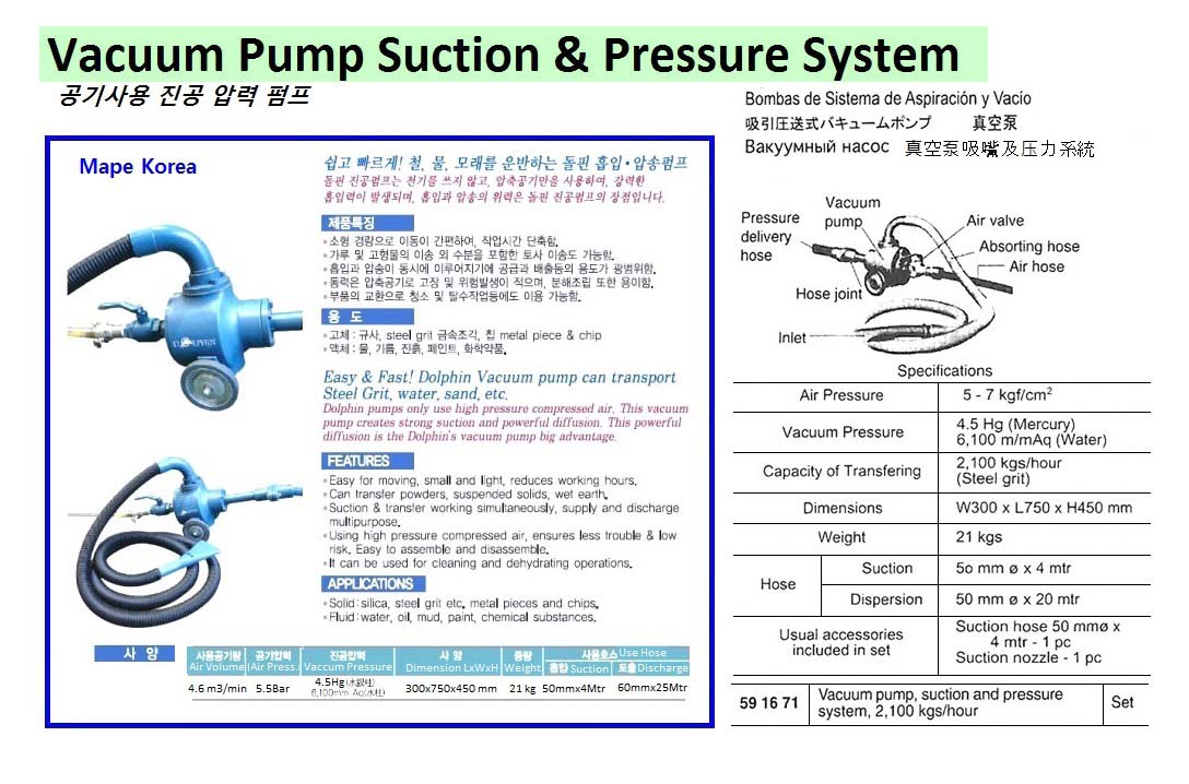 PUMP VACUUM SUCTION PRESSURE, 2100KG/HR