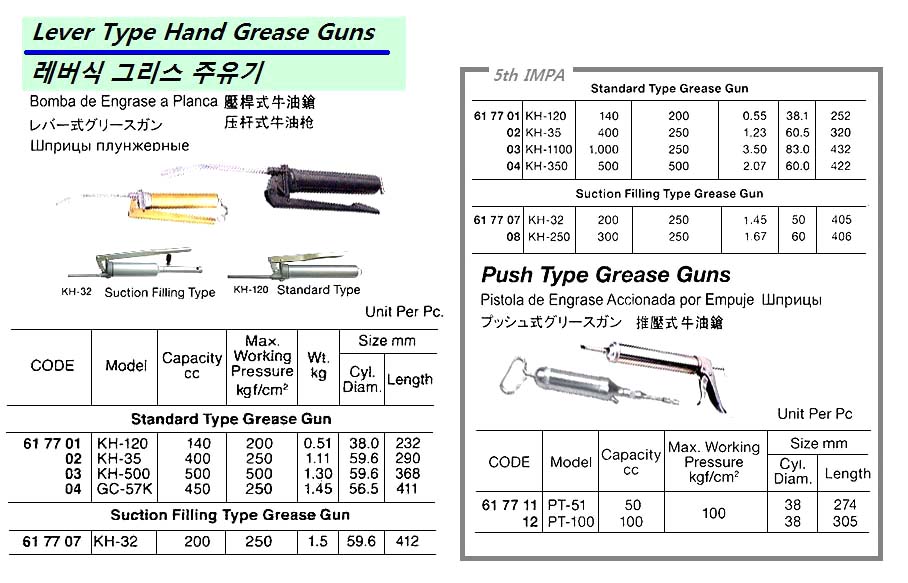 GREASE GUN LEVER TYPE STANDARD, YAMADA GC-57K STANDARD 500CC