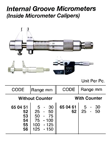 MICROMETER INSIDE CALIPER, 100-125M 0.01MM STEP