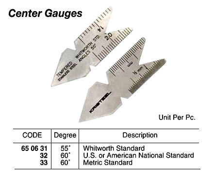 CENTER GAUGE 55DEG, WHITWORTH STANDARD