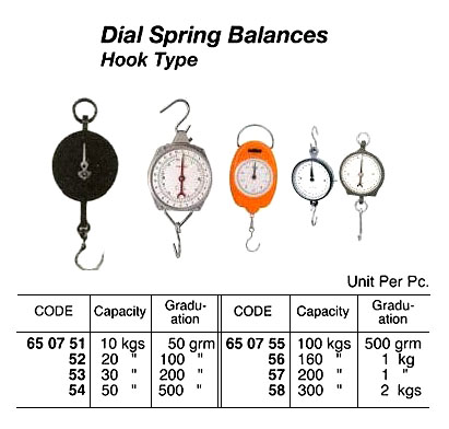 SPRING BALANCE DIAL HOOK TYPE, CAPACITY 100KGS