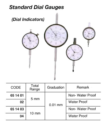 DIAL GAUGE STANDARD 0-10MM, 0.01MM GRAD. NON-WATERPROOF