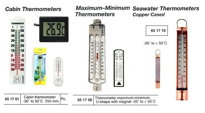 THERMOMETER SEAWATER, COPPER CASED -20 TO +50C DEG