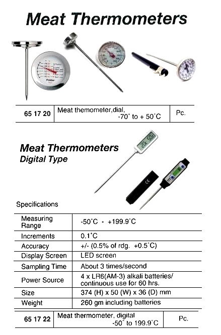 THERMOMETER DIAL MEAT, -70 TO 50DEG