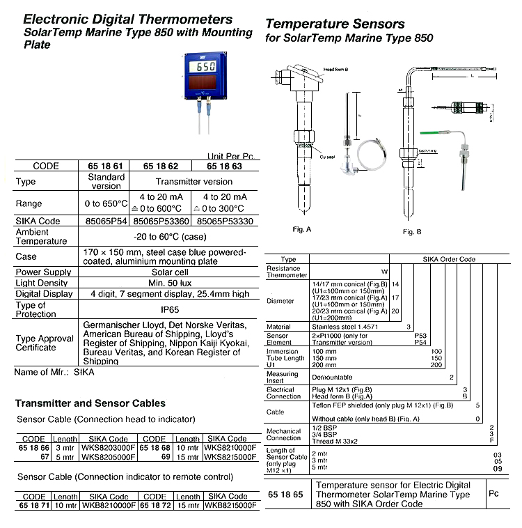 CABLE SENSOR TO INDICATOR SIKA, SOLARTEMP 850 L:10MTR XPV110
