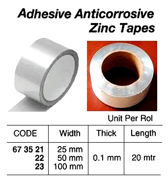 ZINC TAPE ADHESIVE, ANTI-CORROSIVE 100X0.1MMX20MTR