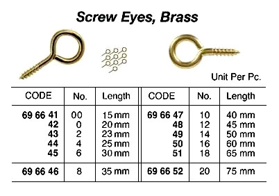 SCREW EYE BRASS NO.0 20MM