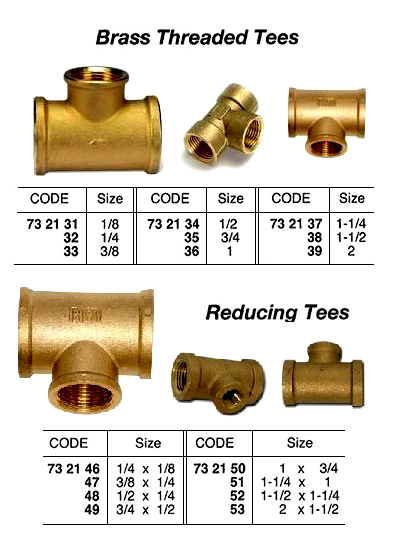 TEE BRASS 1 THREADED