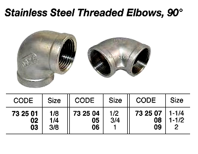 ELBOW STAINLESS STEEL 90DEG, 1 THREADED