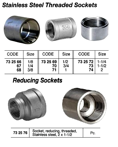 SOCKET STAINLESS STEEL, 1 THREADED