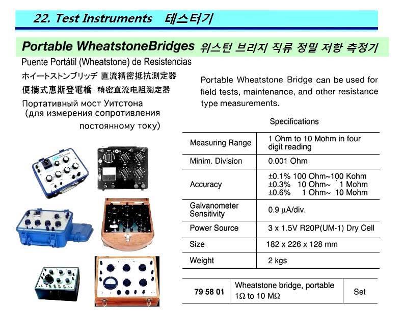 WHEATSTONE BRIDGE PORTABLE, 1-10MOHM