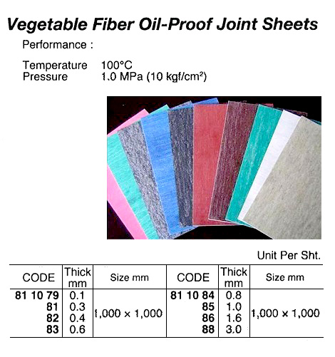 JOINT SHEET VEGETABLE FIBER, OIL-PROOF 0.1X1000X1000MM