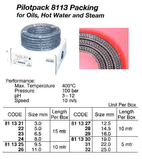 PACKING PILOTPACK BELDAM CRSLY, NO.8113 11MMX10MTR