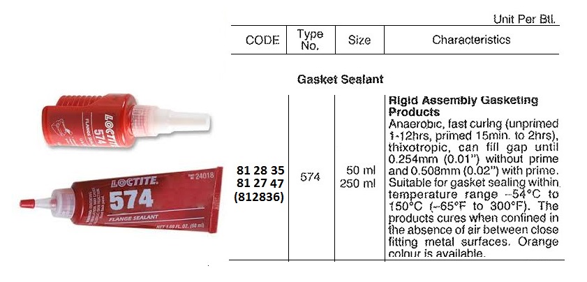 GASKET SEALANT LOCTITE 574, RIGID ASSEMBLY GASKETING 50ML
