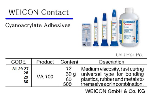 ADHESIVE CONTACT CYANOACRYLATE, WEICON VA 100 20 GRM