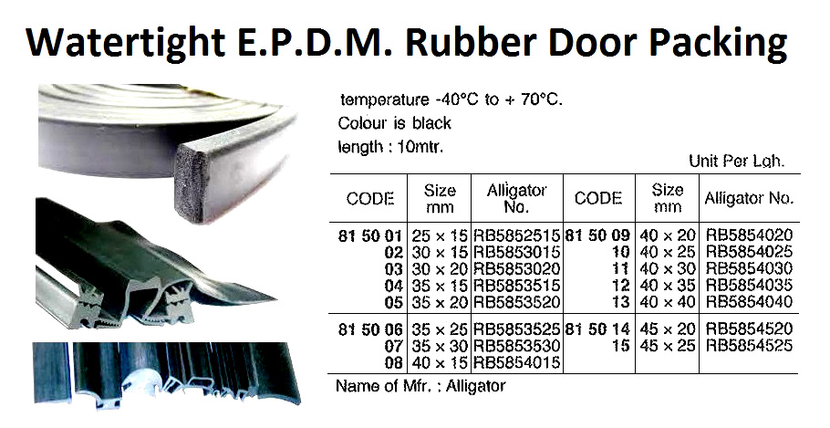 PACKING DOOR WATERTIGHT, EPDM RUBBER 25X15MM L:10MTR